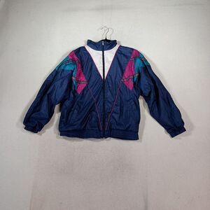 Vintage Womens Windbreaker Jacket Size M Full Zip Colorful 90s Lightweight